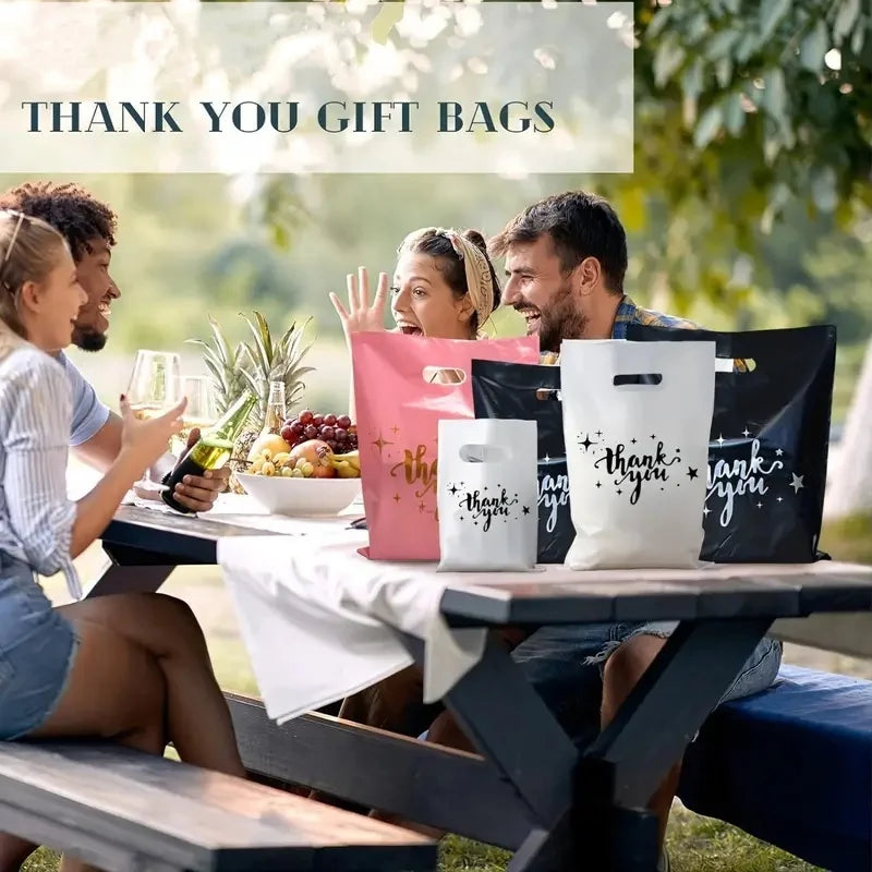 12/30/60/100 pieces durable plastic bag with handle-small business, retail store, boutique, gift, shopping promotion party