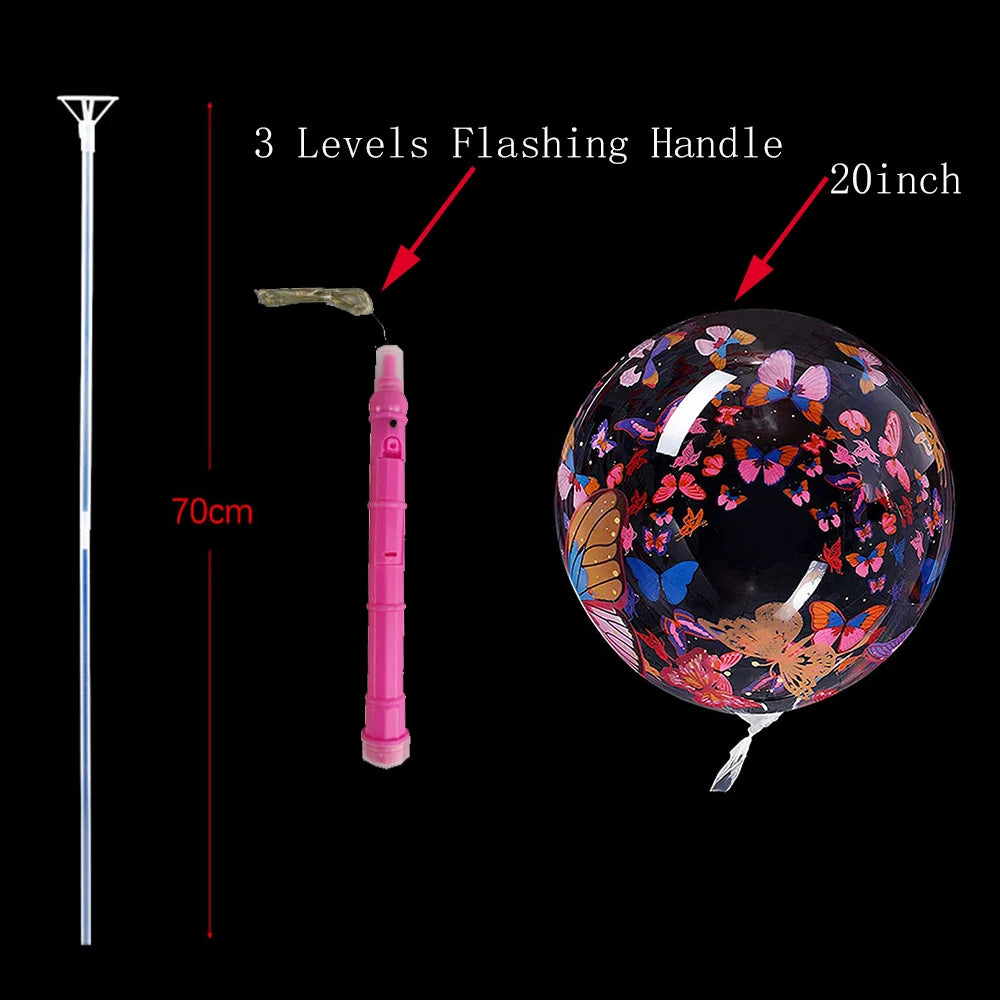 1/5/10/20/30pcs LED Light Up BoBo Balloons Colorful 3 Levels Flashing Handle 20 Inches Bubble Balloon 70cm Stick