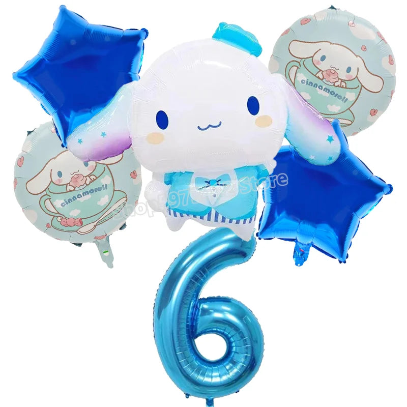 Cinnamoroll Birthday Balloons Girls Party Decoration Number Ballons Suit Cute Kawaii Ornaments Backdrop Baby Shower Decor Gift