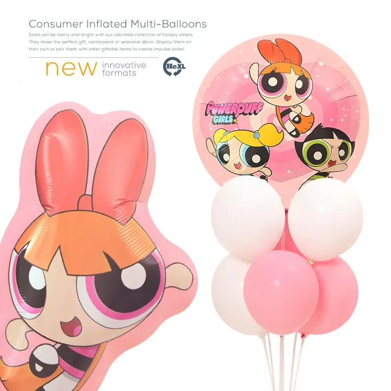 The Powerpuff Girls Aluminum Foil Balloons Blossom Helium Air Globos Birthday Party Decorations Baby Shower Kids Toy Photo Props