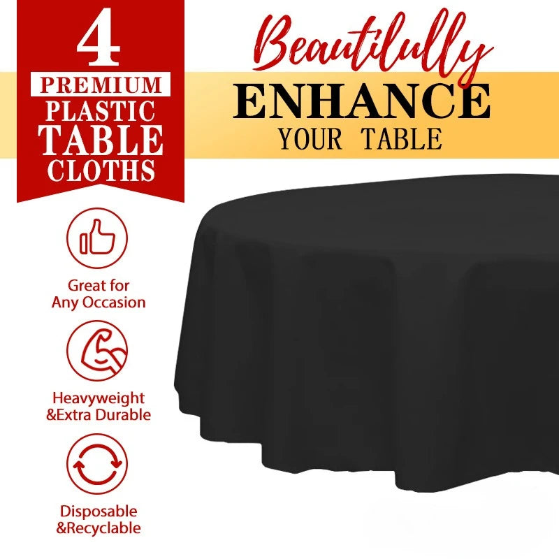 10pcs Plastic Table Cloth Disposable - 10 Pack, Disposable Table Cloths for Parties, Weddings,84'' White PlasticTablecloth,White