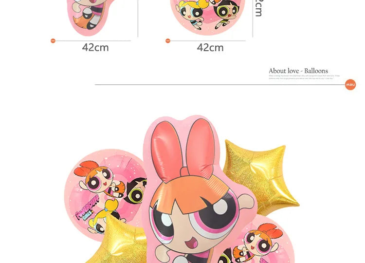 The Powerpuff Girls Aluminum Foil Balloons Blossom Helium Air Globos Birthday Party Decorations Baby Shower Kids Toy Photo Props