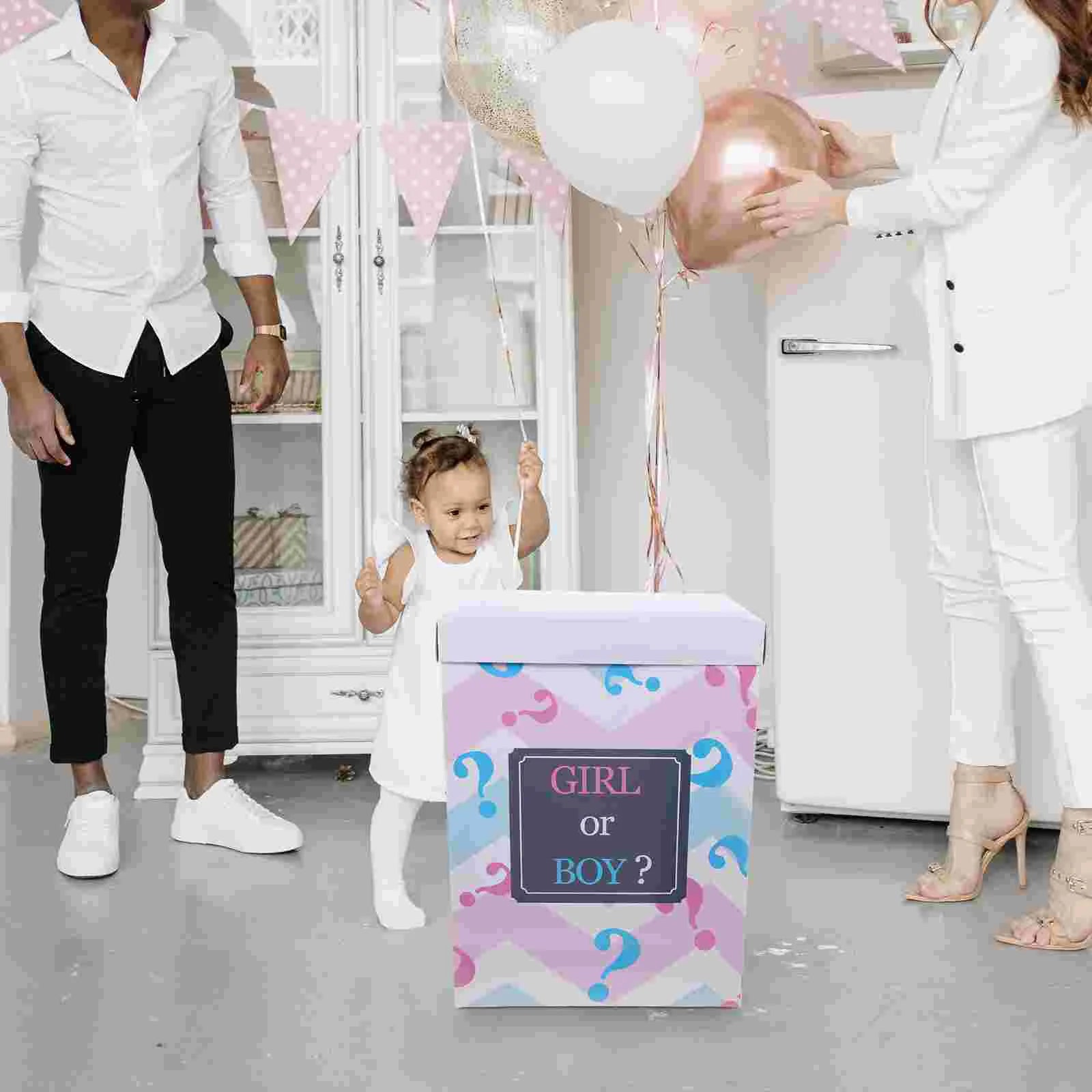 1 Set Baby Shower Gender Reveal Box BOY OR GIRL Baby Balloon Box for Baby Shower