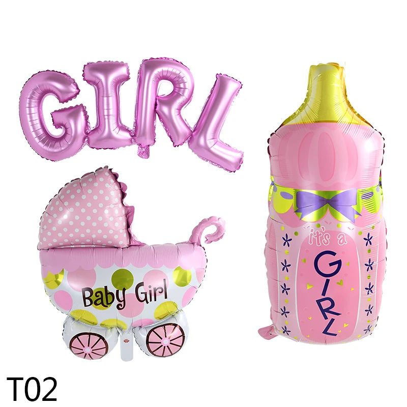 Baby Shower Balloons Set Pink Blue Boy Girl Foil Balloons Baby Bottle Balloon Gender Reveal Party Decoration1st Birthday Gifts