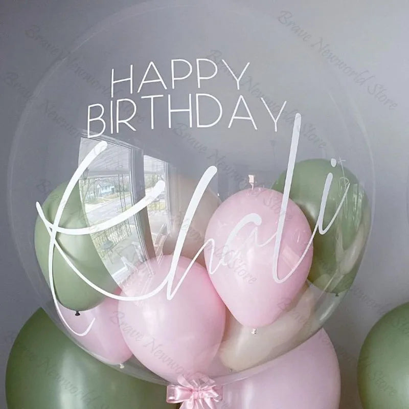 Personalised Bobo Balloon Custom Vinyl Sticker for Bubble Ballon Wedding Bridal Shower Decor Birthday Party Globos babyshower