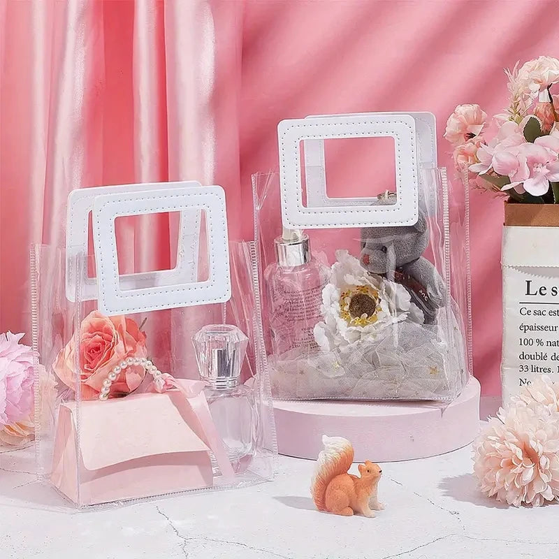 5/15 PVC Gift Bags Packing Bag with Handle Wedding Accessories Festival Souvenir Party Present Candy Jewelry Packaging Home