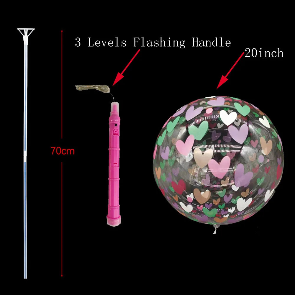 1/5/10/20/30pcs LED Light Up BoBo Balloons Colorful 3 Levels Flashing Handle 20 Inches Bubble Balloon 70cm Stick