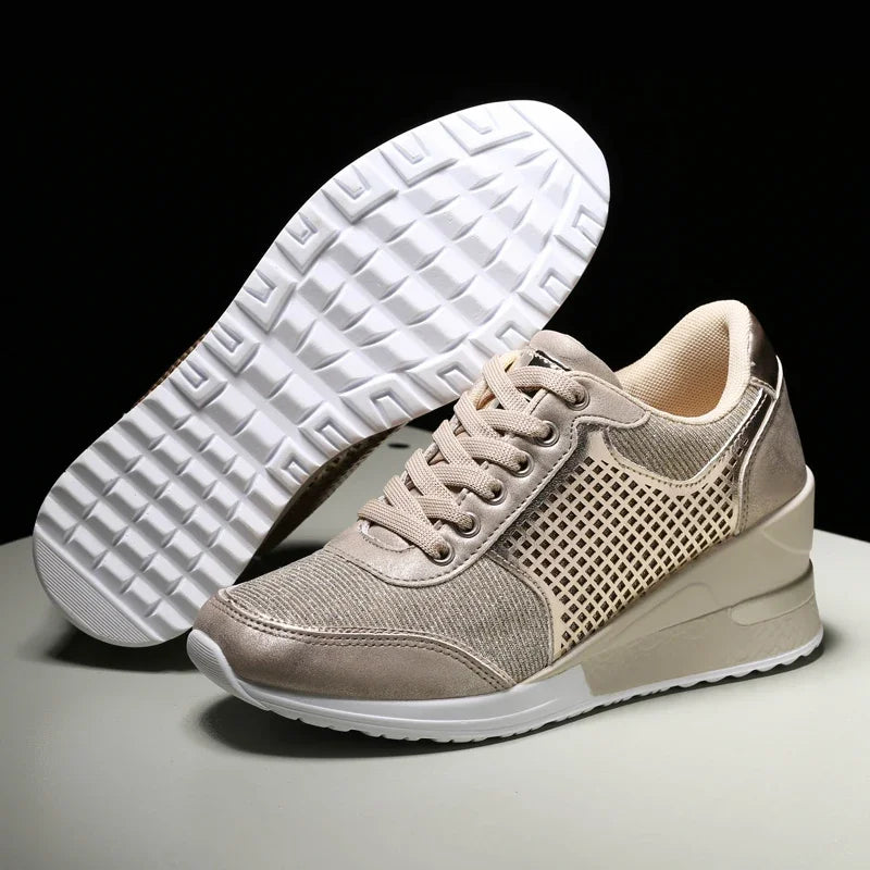 Height Increasing Women's Vulcanized Shoes Light Breathable  Walking Shoes Platform Shoes for Women Wedge Sneakers Handmade