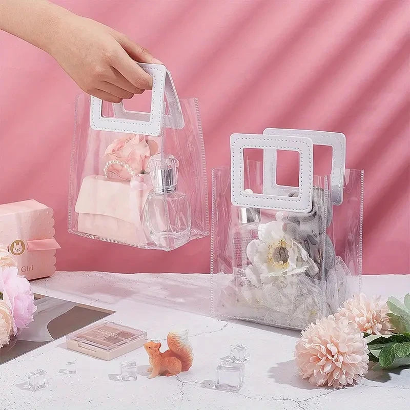 5/15 PVC Gift Bags Packing Bag with Handle Wedding Accessories Festival Souvenir Party Present Candy Jewelry Packaging Home