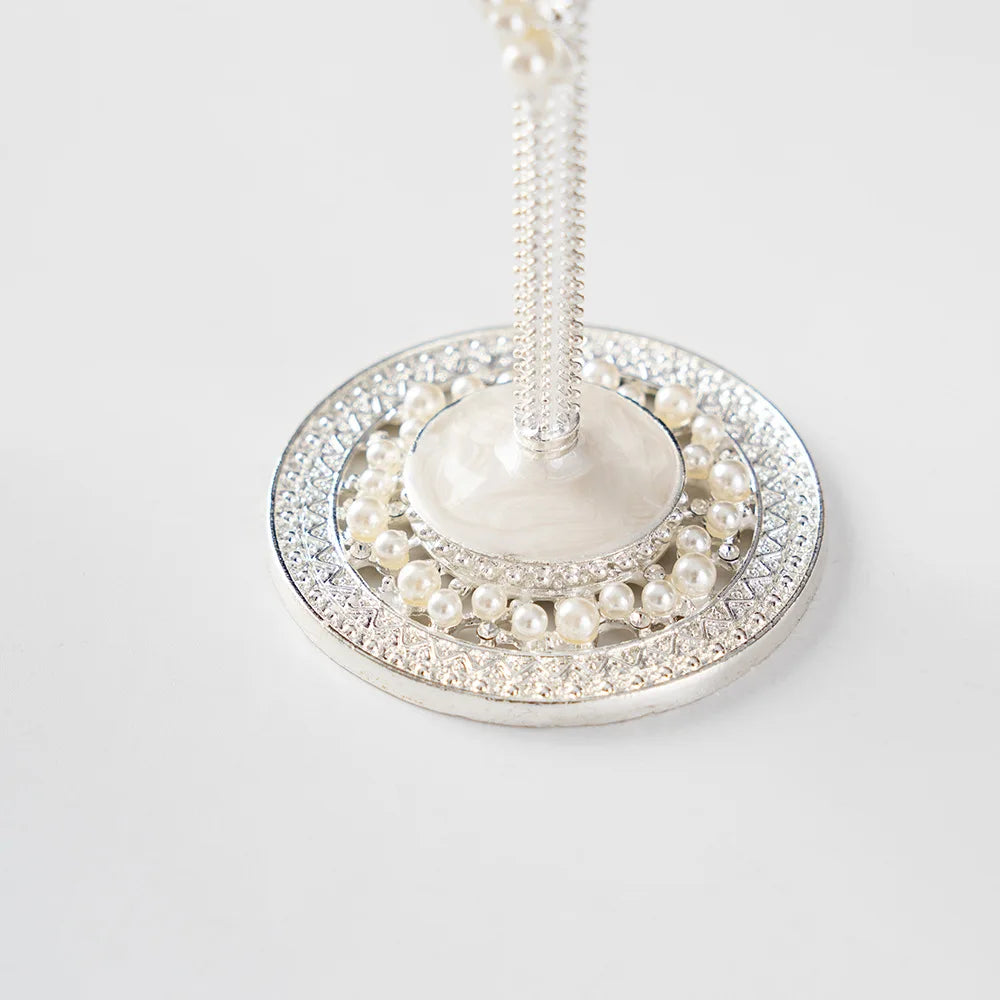 Gift Wedding Toasting Champagne Flutes for Bride and Groom Engagement Couple Crystal Glasses Studded with Shining Pearls Diamond