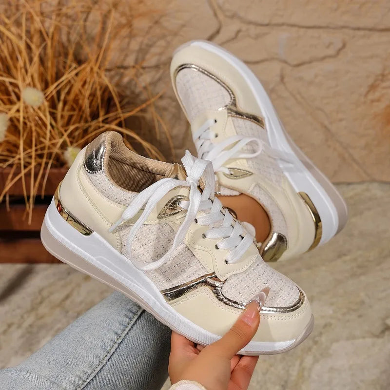 2025 Women Vulcanized Casual Platform Ladies Lightweight Sneakers Tennis Female Women Sneakers Lace-Up Wedge Sport New Shoes