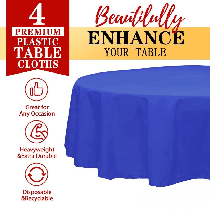 10pcs Plastic Table Cloth Disposable - 10 Pack, Disposable Table Cloths for Parties, Weddings,84'' White PlasticTablecloth,White