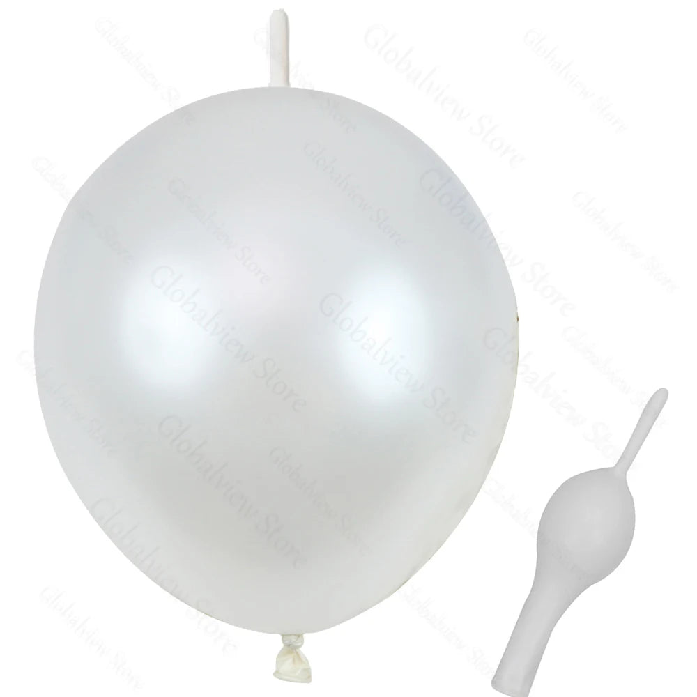 50/30/10Pcs Link Balloon Linking Balloons 6/12inch Metallic Chrome Latex Balloons for Birthday Christmas Wedding Party Decor