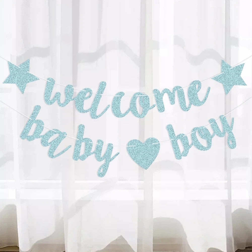 Blue Color Baby Shower Oh Baby Welcome Baby Boy Gender Reveal Party Decoration Supplies